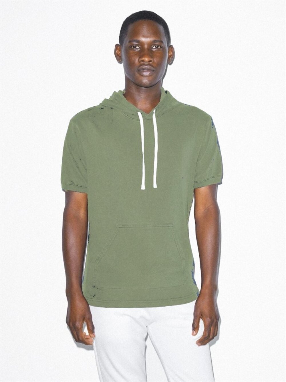 AMERICAN APPAREL Cotton Blend Short Sleeve Hoodie, Faded Green Size XXL Unisex
